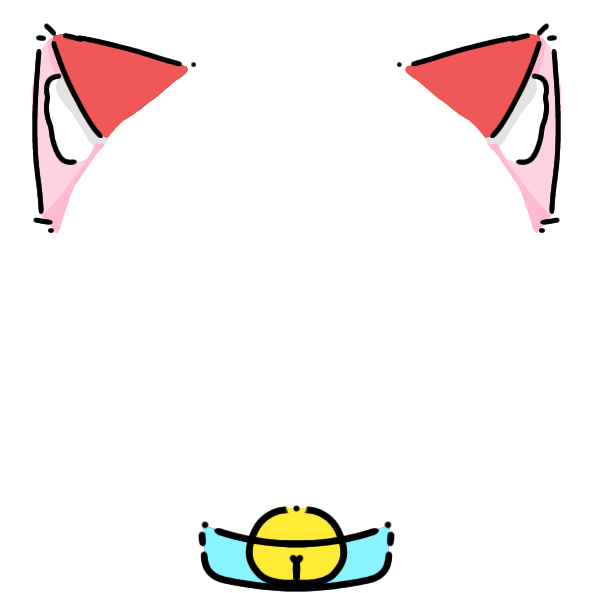 cyan collar red cat ears Decoration
